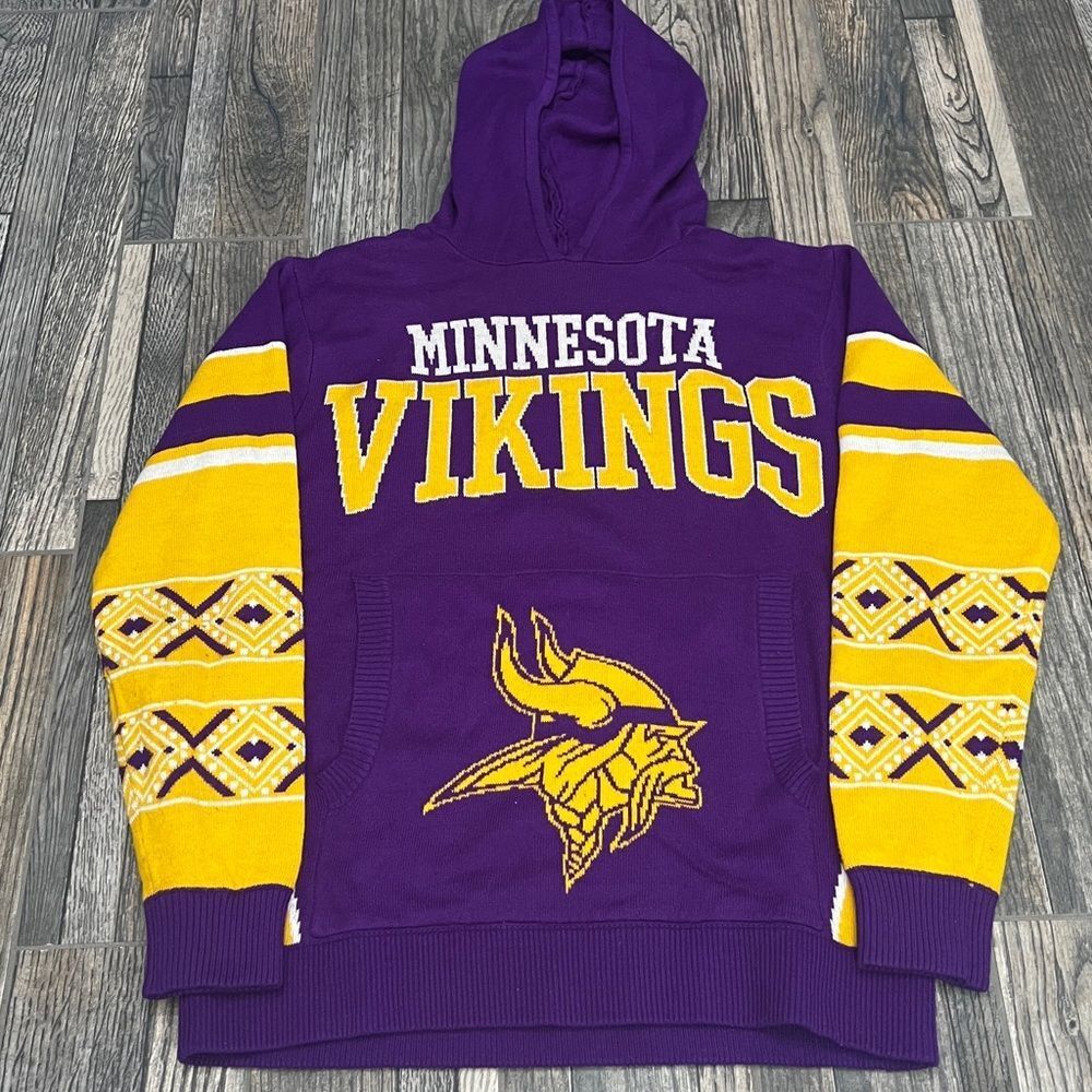 🔥🏈 Vintage MINNESOTA VIKINGS NFL Football Sweater Hoodie Unisex Sz Medium - EU